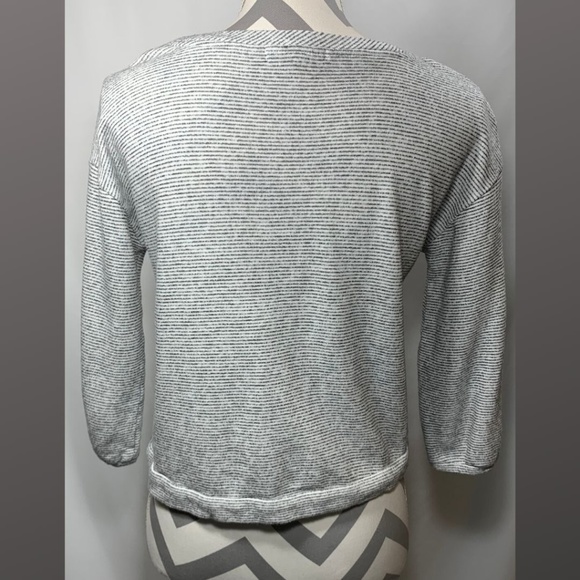 🖤 Grey & Gray Striped Cropped Sweatshirt Top - Picture 3 of 9